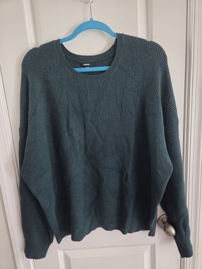 NWT Express Dark Teal Ribbed Crewneck Sweater